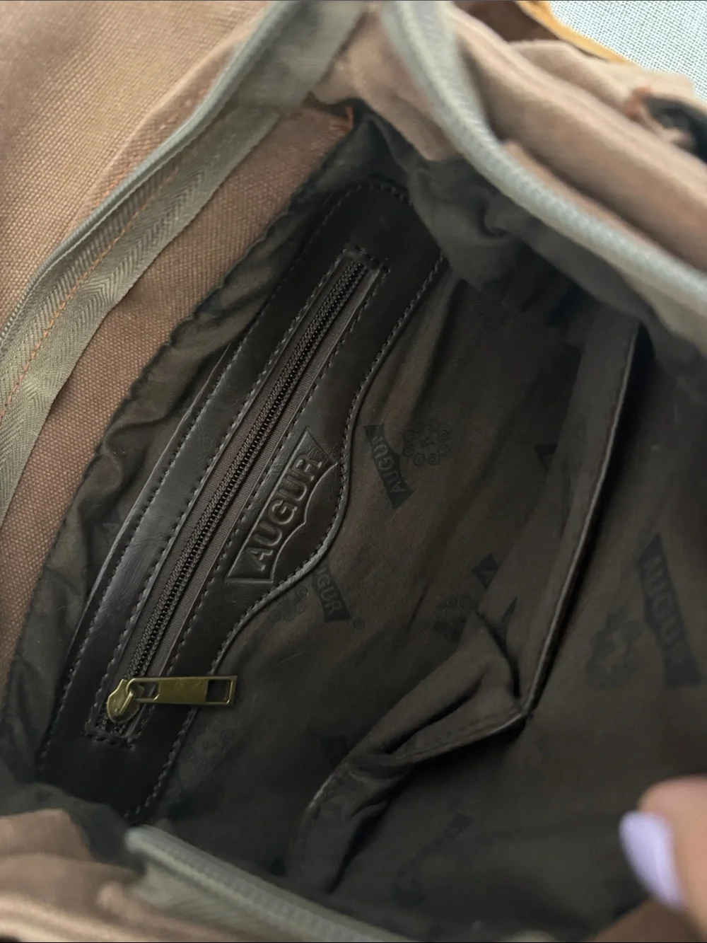 Augur leather and Canvas Crossbody Messenger Bag